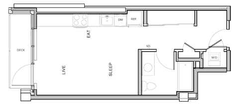 Floor plan for studio, 1 bath, 475 sqft
